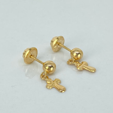 Topos Cruz Colgante Bola Lisa 4mm Oro amarillo 18k 0,75 Gr
