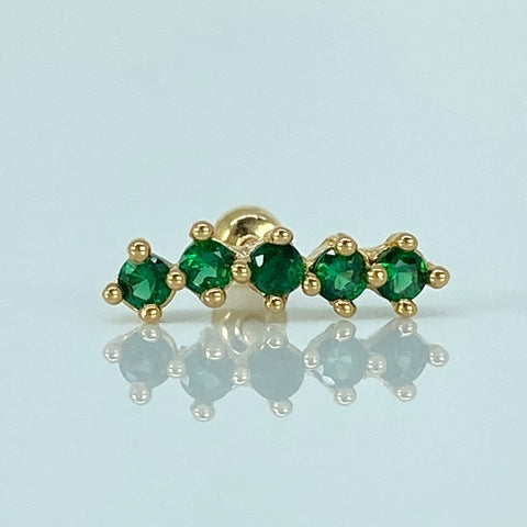 Piercing Estela Circones Verdes / Oro Amarillo 18k (Joya) / 0,62gr / 3.6mm / (Oreja) *