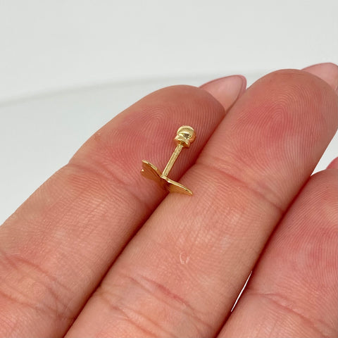 Piercing Mariposa Diamantada / Oro Amarillo 18k (Joya) / 0,41gr / 1.1cm / (Oreja) †