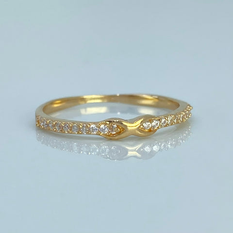 Anillo Churumbela X Circones Blancos Oro amarillo 18k / Talla 7 / 1,19 Gr *