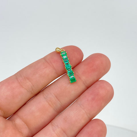 Dije Escalonado Esmeraldas / 140 Pts De Esmeraldas Oro amarillo 18k 1,15 Gr / 2,5 Cm †