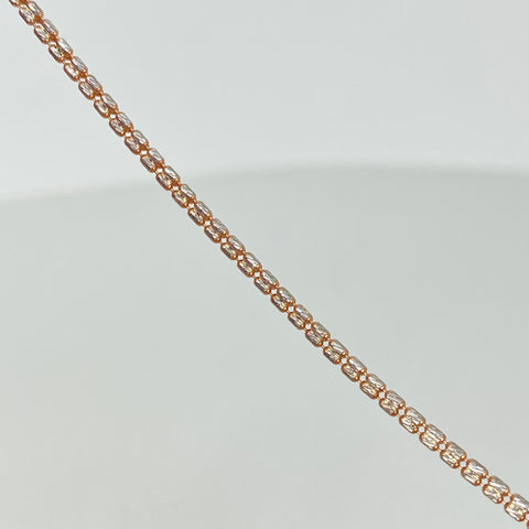 Pulso ● Punto Cuadrado Diamantado Oro blanco y Oro rosa 18k +3 / 3 Gr / 2 mm / 19,2 Cm *