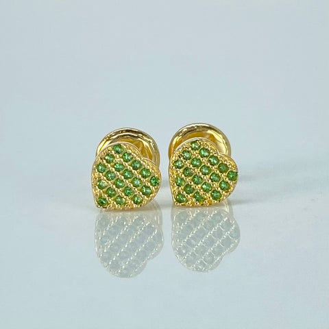 Topos Corazon Circones Verdes Oro amarillo 0,85 Gr / 6 mm *