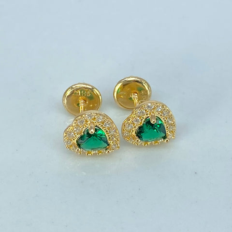 Topos Corazon Circones Verde Blancos Oro amarillo 1,25 Gr / 7,6 mm