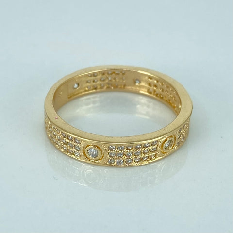 Anillo Tornillo CT Circones Blancos Oro amarillo 18k / Talla 7 1/2 / 3,62 Gr *