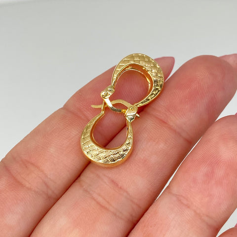 Candongas Rayadas Oro amarillo 18k 1,2 Gr / 1,6 Cm *