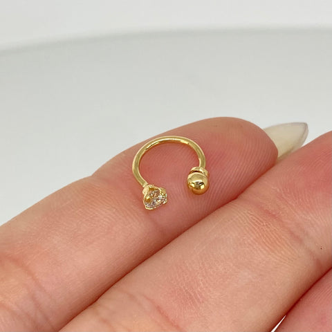 Piercing Aro Circon Blanco / Oro Amarillo 18k (Joya) / 0,48gr / 1.1cm / (Nariz) *