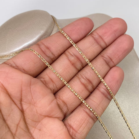 Cadena ● Escalera Plana Diamantada Tres oros 18k 4,34 Gr / 2 mm / 60 Cm *
