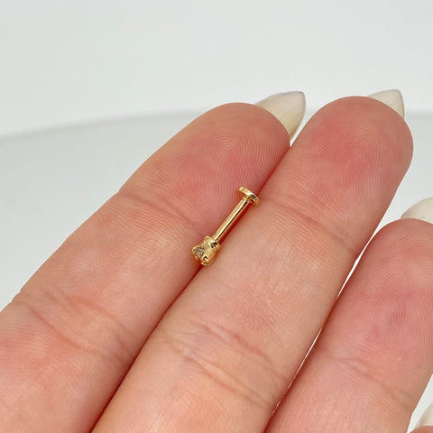 Piercing Circon Blanco 3mm / Oro Amarillo 18k (Joya) / 0,27gr / 1.1cm / (Oreja) *