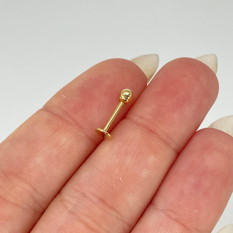 Piercing Bola Lisa 3mm / Oro Amarillo 18k (Joya) / 0,35gr / 1.3cm / (Oreja)