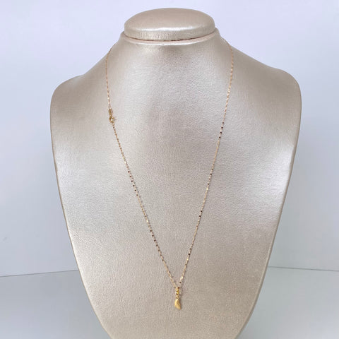 Set Cadena ● Crispeta + Dije Huella Oro amarillo 18k 0,55 Gr / 1 mm / 50 Cm *