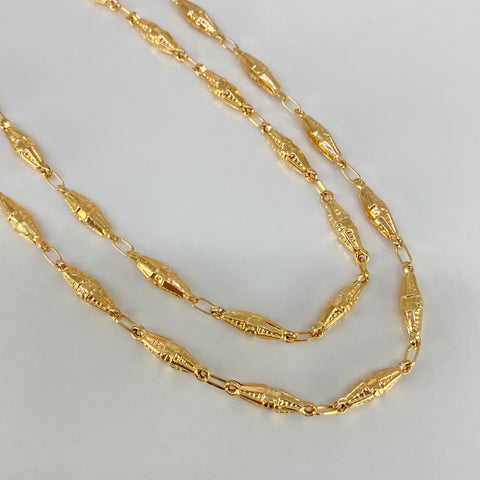 Cadena Rustico Eslabones Rombos Diamantados Oro amarillo 7,00 Gr / 4 mm / 60 Cm *