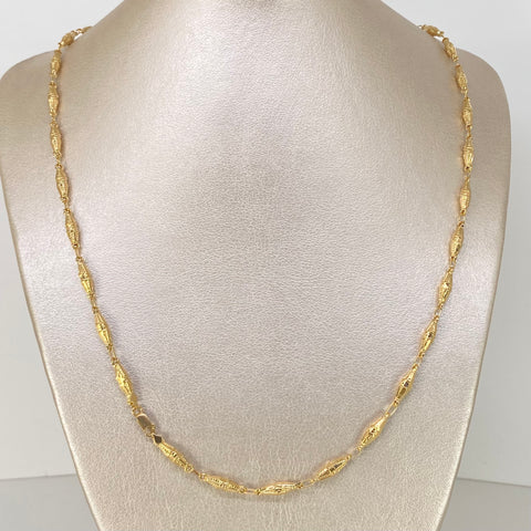 Cadena Eslabones Rombos Tornillos Oro amarillo 18k 8,61 Gr / 4 mm / 60 Cm