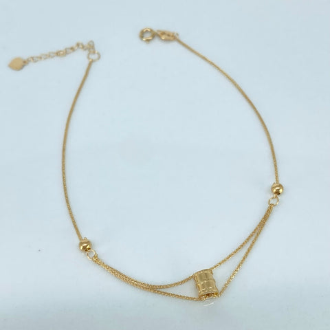 Pulso ● Franco Barril Bolas Lisas Oro amarillo 18k +3 / 0,7 Gr / 2,5 mm / 17 Cm *
