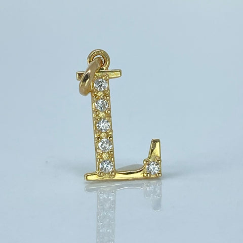 Dije Letra L Circones Blancos Oro amarillo 0,67 Gr / 2 Cm *