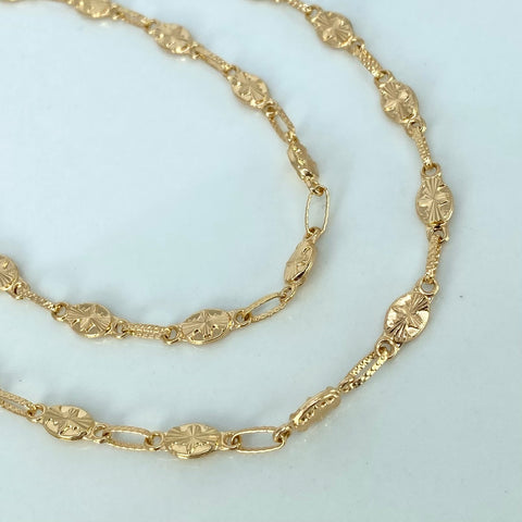 Cadena Rustica Eslabones Diamantadas Oro amarillo 10,85 Gr / 4,6 mm / 60 Cm