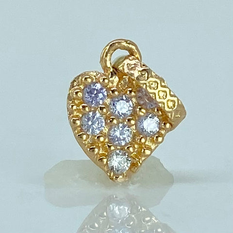 Dije Corazon Circones Blancos Oro amarillo 0,55 Gr / 1,4 Cm *