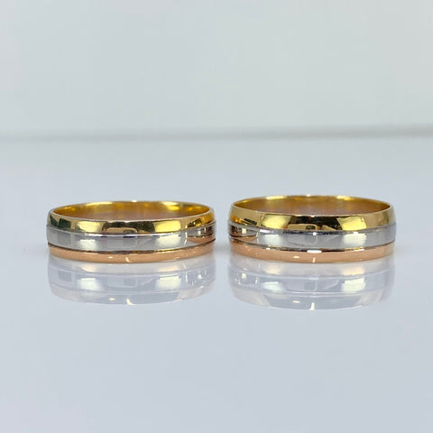 Anillo Argollas 3 Lineas POR FABRICACIÓN Tres oros 18k / Talla 7 / 10 Gr *