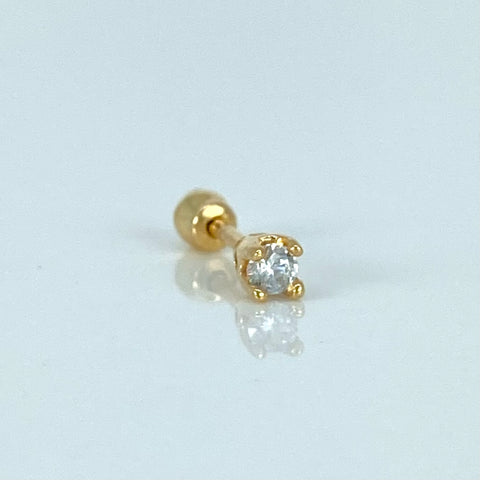 Piercing Circon Blanco / Oro Amarillo 18k (Joya) / 0,4gr / 3mm / (Oreja) *