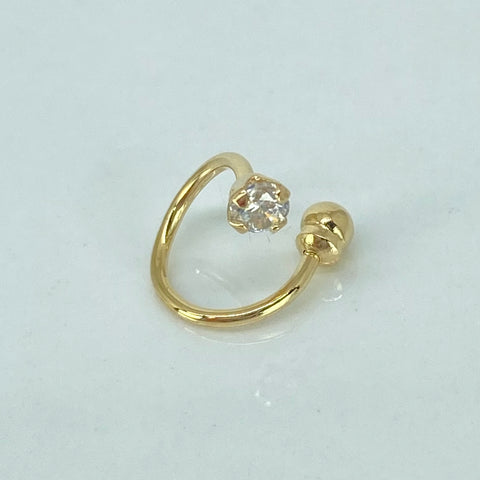 Piercing Aro Curvo Circon Blanco / Oro Amarillo 18k (Joya) / 0,51gr / 1.1cm / (Labio) *