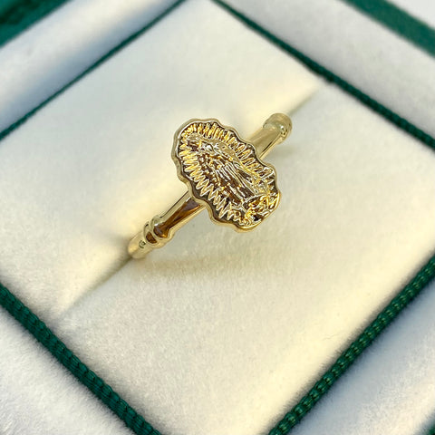 Anillo Contorno Virgen Guadalupe Oro amarillo 18k / Talla 7 1/4 / 1,42 Gr *