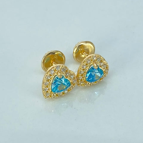 Topos Corazon Circones Blancos Celeste Oro amarillo 1,3 Gr / 7,5 mm †