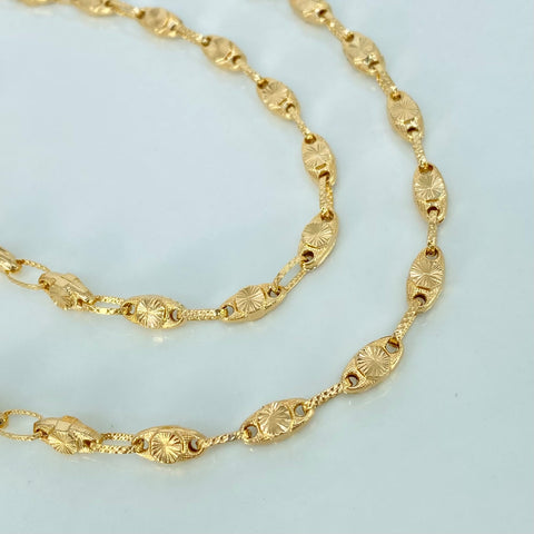 Cadena Rustica Eslabones Circulos Diamantados Oro amarillo 12,20 Gr / 4,5 mm / 60 Cm *