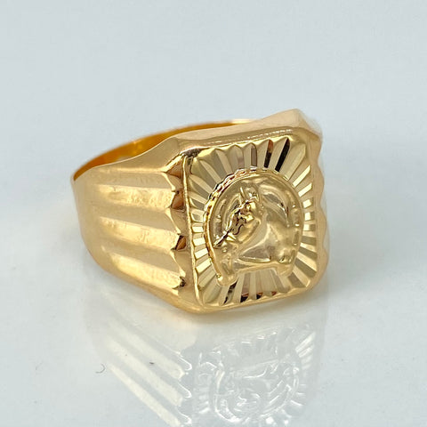 Anillo Sello Herradura Caballo Oro amarillo 18k / Talla 9 1/4 / 2,75 Gr