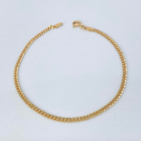 Pulso ● Mini Cubano Oro amarillo 18k +1 / 1,23 Gr / 2 mm / 19 Cm *
