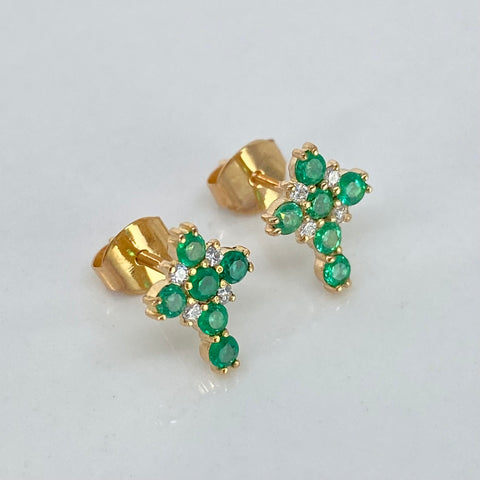 Topos Cruz Esmeraldas 50PTS Diamantes 30PTS Oro amarillo 1,5 Gr / 8 mm †