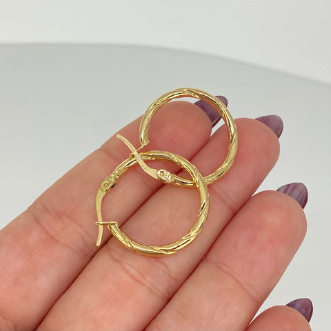 Candongas Entorchadas Oro amarillo 18k 1,65 Gr / 2,4 Cm  *