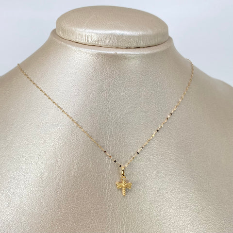 Set Cadena ● Crispeta + Dije Libelula Oro amarillo 18k 0,62 Gr / 1 mm / 45 Cm †