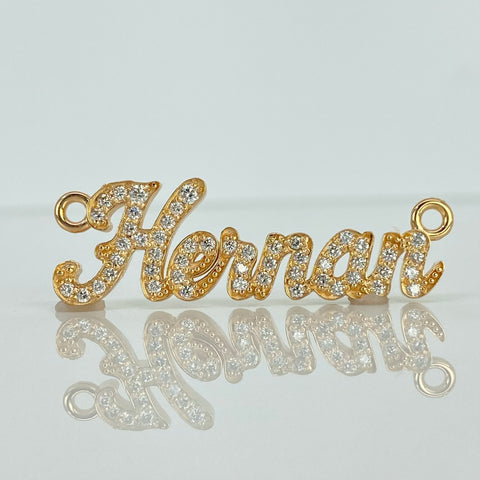 Dije Herraje Nombre Personalizado Diamantes Blancos POR FABRICACION Oro amarillo 18k 6,67 Gr *