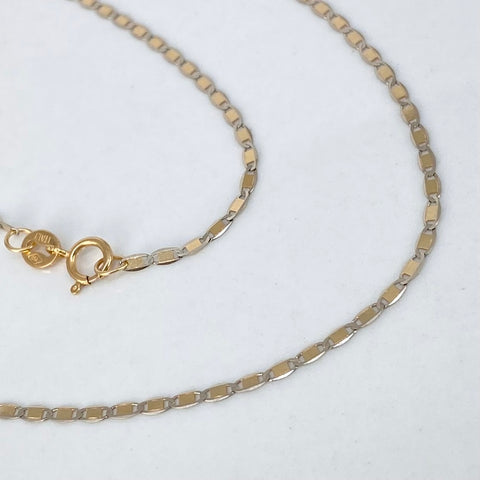 Cadena ● Plana Oro amarillo y Oro blanco 18k 1,65 Gr / 1,2 mm / 45 Cm