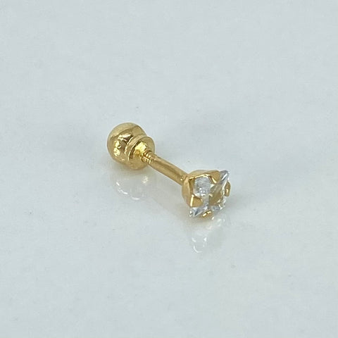 Piercing Circon Cuadrado / Oro Amarillo 18k (Joya) / 3.5mm / 0,28gr / 1.1cm / (Oreja) †