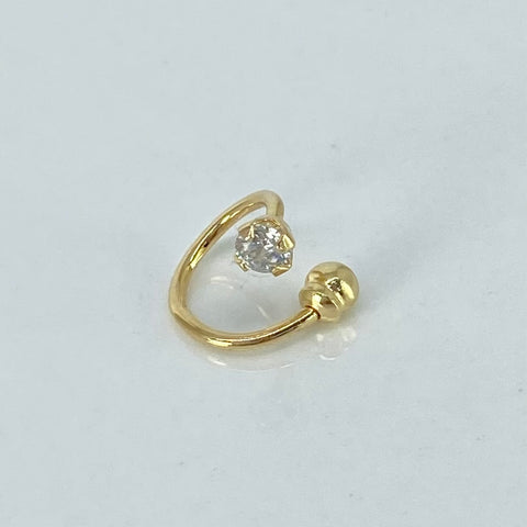 Piercing Aro Curvo Circon Blanco / Oro Amarillo 18k (Joya) / 3mm / 0,5gr / 1.2cm / (Labio) *