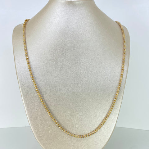 Cadena ● Punto Cuadrado Diamantado Oro amarillo y Oro blanco 18k +3 / 21,67 Gr / 3 mm / 70 Cm *
