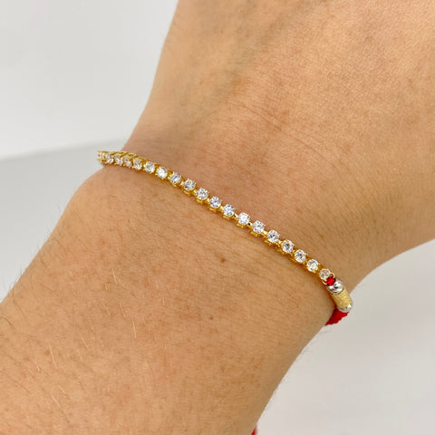Pulsera tejida Herraje Circones Blancos / BD 4uni 3mm / Cilindro Hilo Rojo Tres oros 1,72 Gr *
