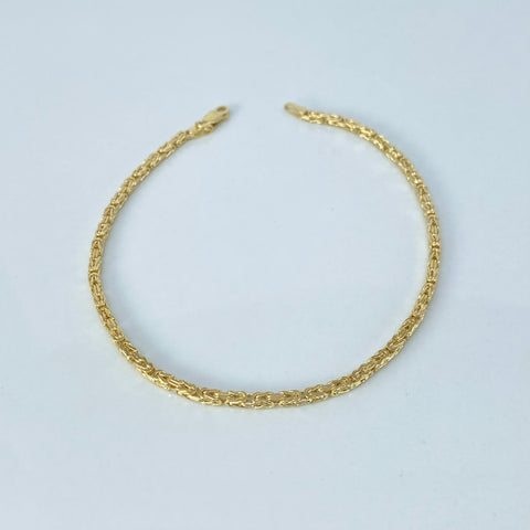 Pulso ● Punto Peruano Oro amarillo 18k +3 / 4,2 Gr / 2 mm / 20,2 Cm †