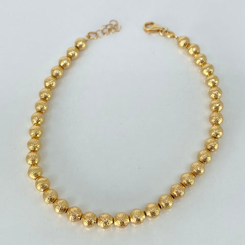 Pulso ● Bolas Diamantadas ESP Oro amarillo 18k +3 / 4,17 Gr / 4,5 mm / 19,2 Cm *