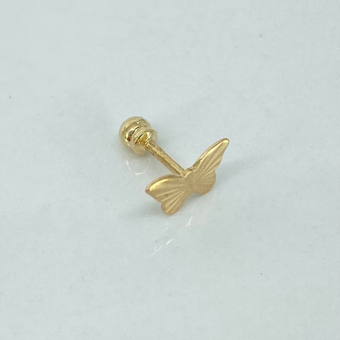 Piercing Mariposa Diamantada / Oro Amarillo 18k (Joya) / 0,41gr / 1.1cm / (Oreja) †