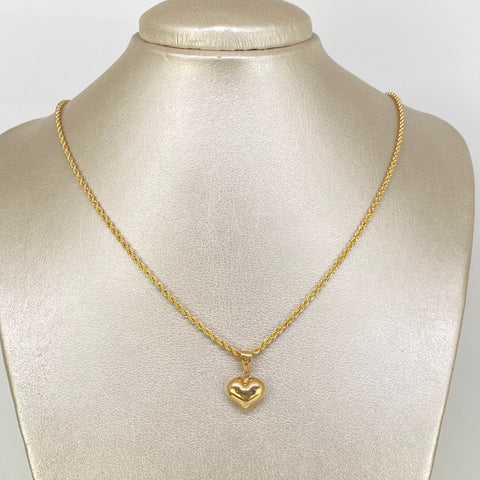 Set Cadena ● Lazo + Dije Corazon Oro amarillo 18k 3,72 Gr / 2,2 mm / 50 Cm *