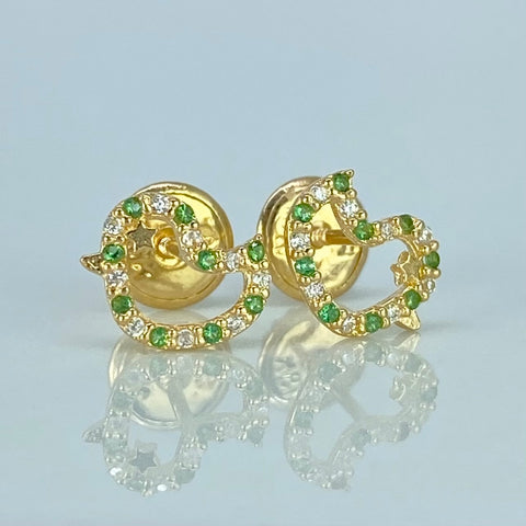 Topos Pajaro Circones Blancos Verdes Oro amarillo 0,7 Gr / 8 mm †