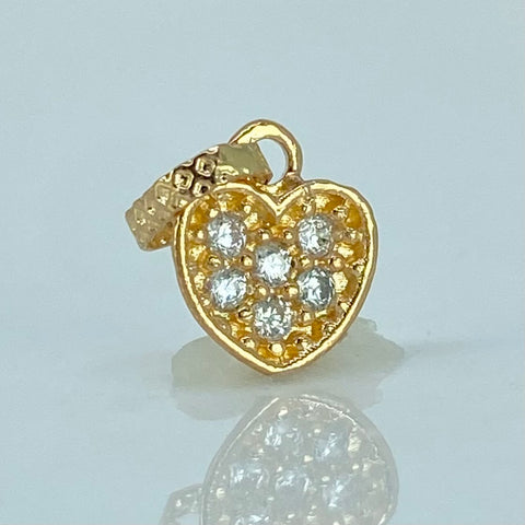 Dije Corazon Circones Blancos Oro amarillo 0,55 Gr / 1,4 Cm *