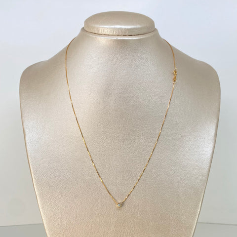 Set Cadena ● Veneciana + Dije Punto De Luz Diamante Oro amarillo 18k 1,4 Gr / 0,5 mm / 45 Cm †