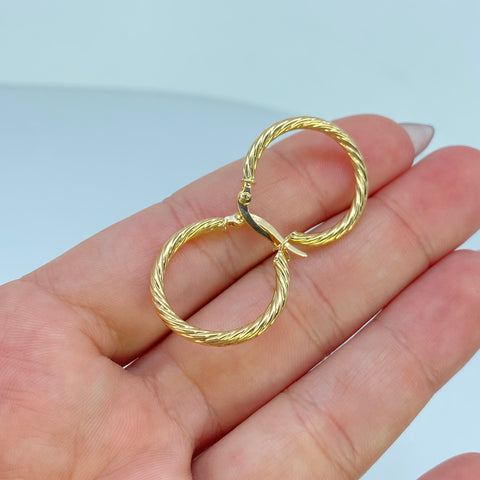 Candongas Entorchadas Lineal Oro amarillo 18k 2,06 Gr / 2,4 Cm †