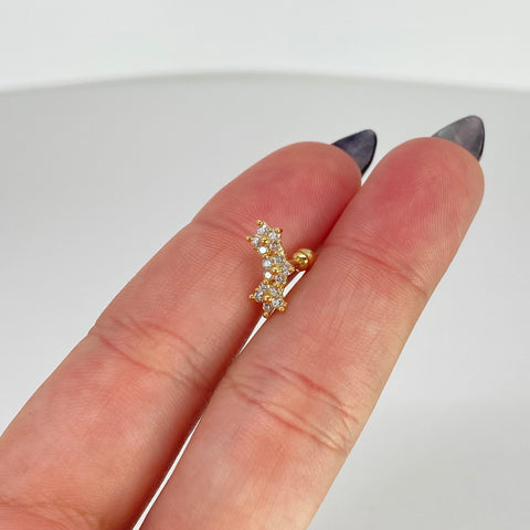 Piercing Flores Circones Blancos / Oro Amarillo 18k (Joya) / 0,7gr / 6.5mm / (Oreja) *