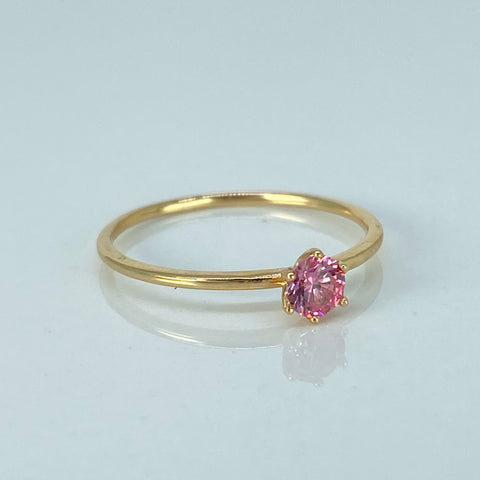 Anillo Solitario Circon Rosa Oro amarillo / Talla 7 / 1,05 Gr †