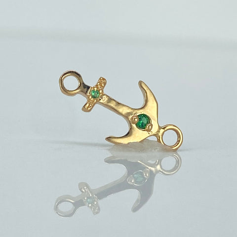 Herraje Ancla Circones Verde Oro amarillo 18k 0,55 Gr / 1,7 Cm  *