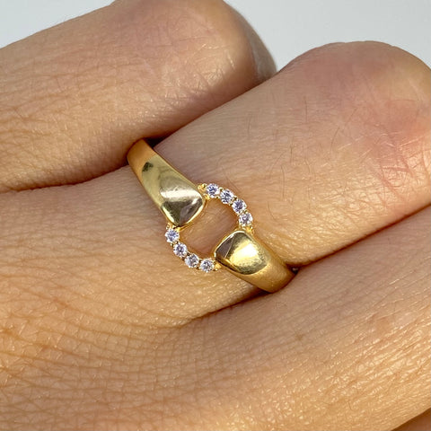 Anillo Centro Circones Blancos Oro amarillo 18k / Talla 8 / 2,11 Gr *